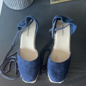 Reformation Espadrille Wedge Shoes Blue Suede GORGEOUS worn once size 38